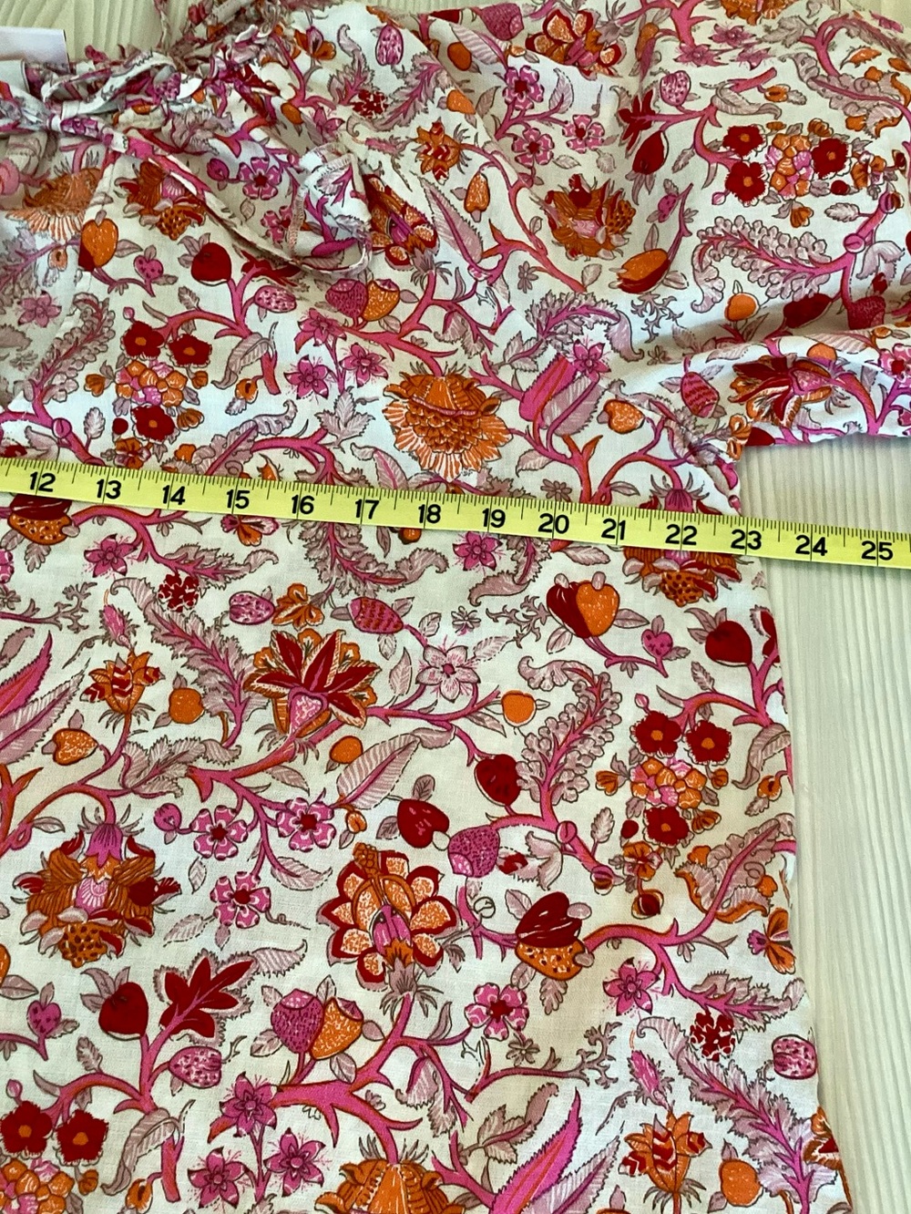 Knox Rose Floral Paisley Peasant Blouse Size L Pink Red Orange Boho Tunic Top - Picture 5 of 9